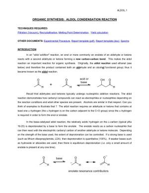 Chem 353: Aldol Condensation