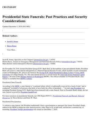 Presidential State Funerals: Past Practices and Security Considerations