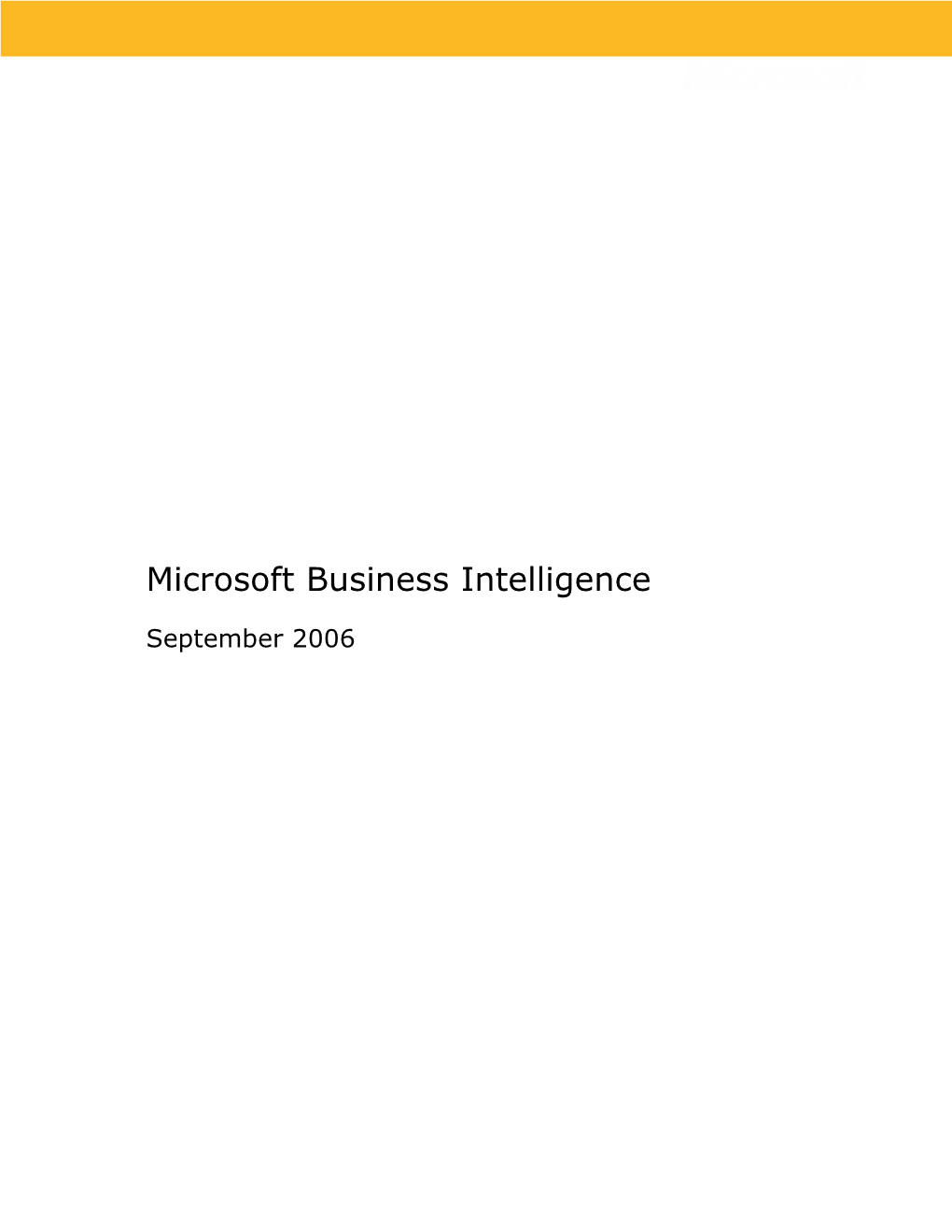 Microsoft Business Intelligence