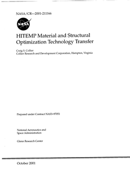 HITEMP Material and Structural Optimization Technology Transfer