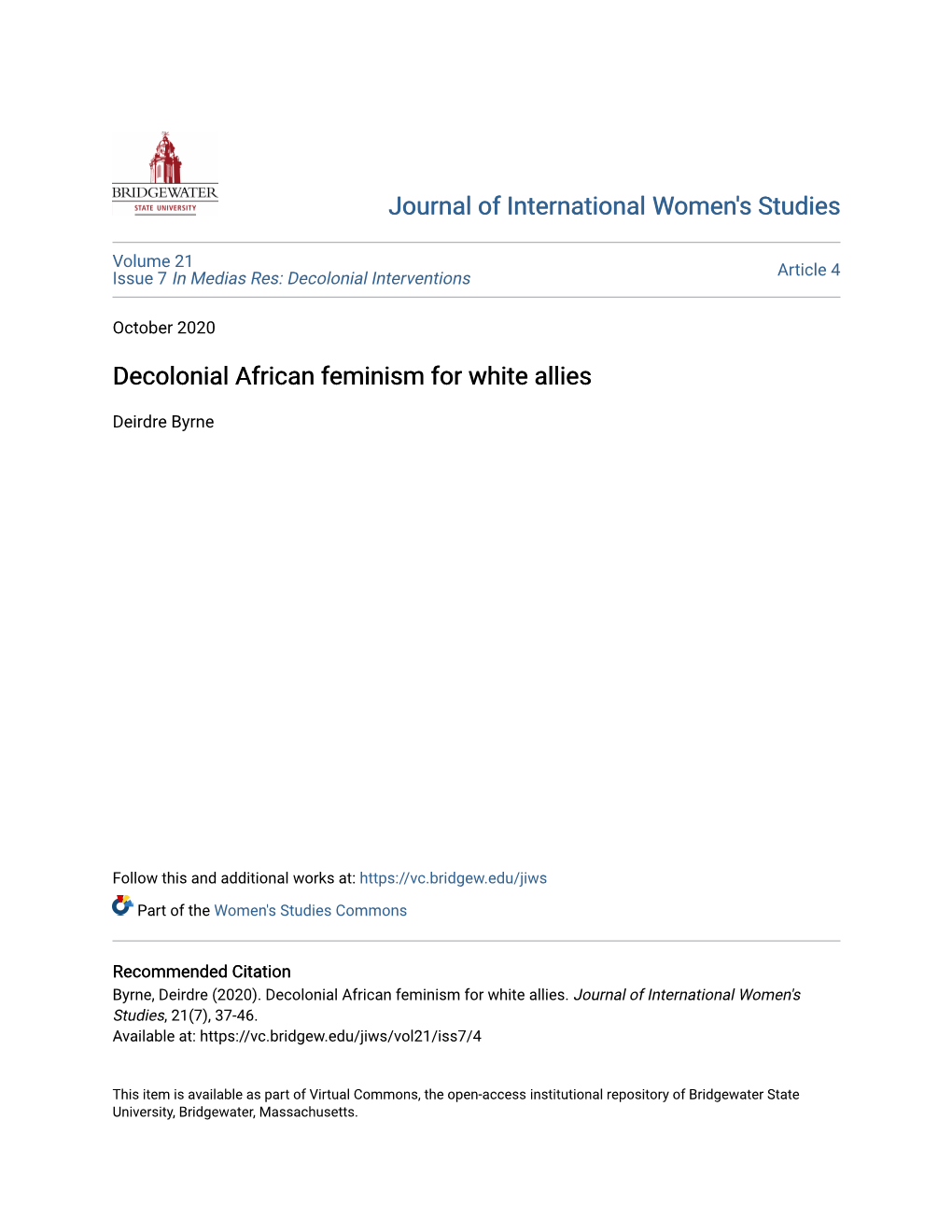 Decolonial African Feminism for White Allies