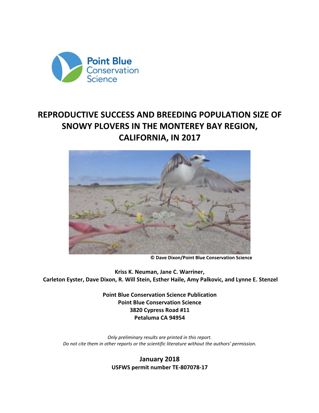 2017 Monterey Bay Nesting Monitoring of Western Snowy Plovers