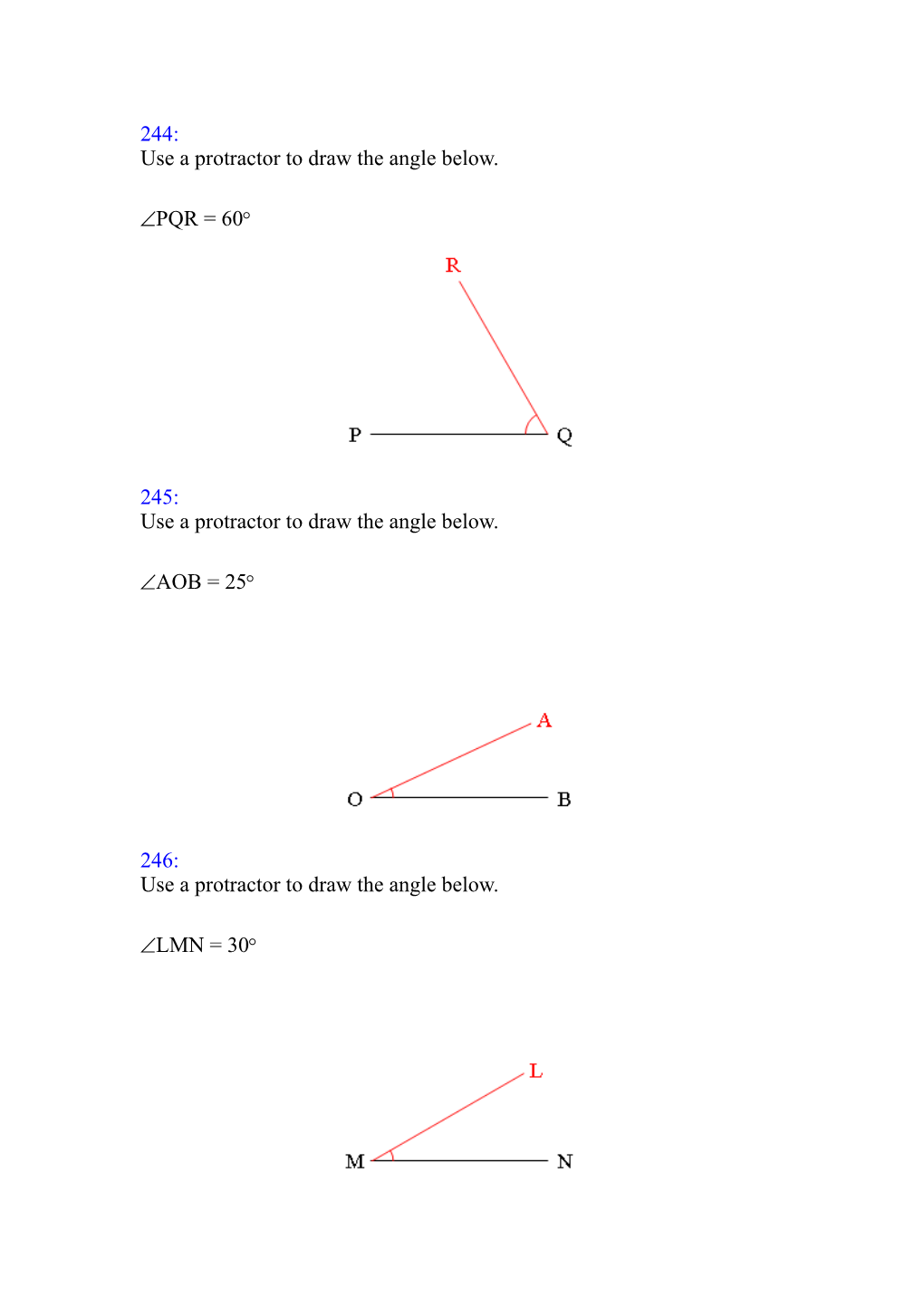 Use a Protractor to Draw the Angle Below