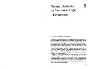 Natural Deduction for Sentence Logic Fundamentals
