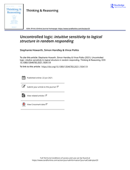 Uncontrolled Logic: Intuitive Sensitivity to Logical Structure in Random Responding