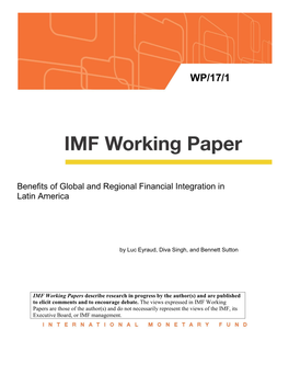 Benefits of Global and Regional Financial Integration in Latin America