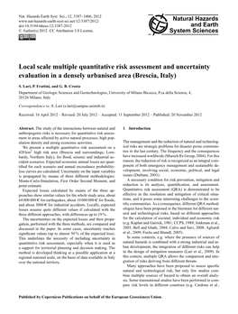 Local Scale Multiple Quantitative Risk Assessment and Uncertainty Evaluation in a Densely Urbanised Area (Brescia, Italy)