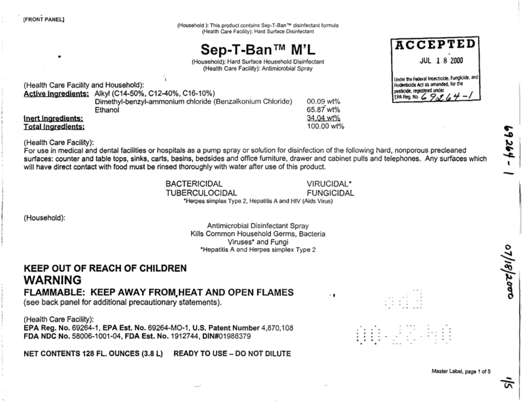 U.S. EPA, Pesticide Product Label, STAT-5 ANTIMICROBIAL SPRAY