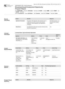 Broadcast Equal Employment Opportunity Program Report