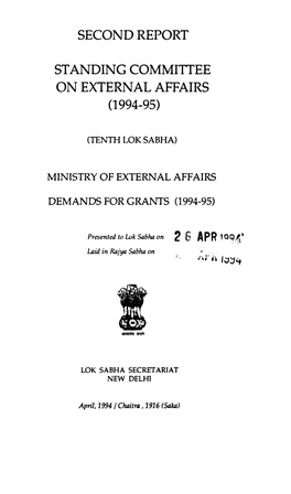 Second Report Standing Committee on External Affairs