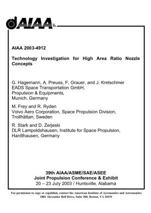 AIAA 2003-4912 Technology Investigation for High Area Ratio