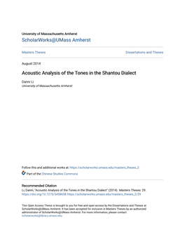 Acoustic Analysis of the Tones in the Shantou Dialect