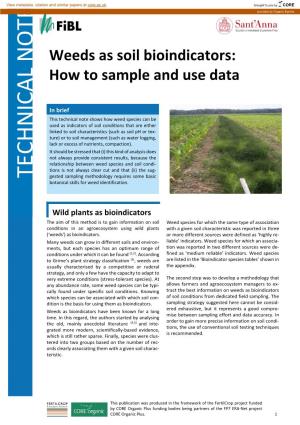 Weeds As Soil Bioindicators: How to Sample and Use Data