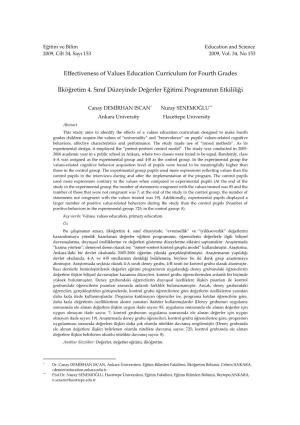 Effectiveness of Values Education Curriculum for Fourth Grades