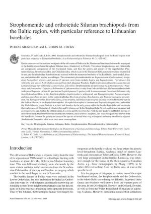 Strophomenide and Orthotetide Silurian Brachiopods from the Baltic Region, with Particular Reference to Lithuanian Boreholes
