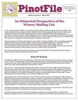 An Historical Perspective of the Winery Mailing List