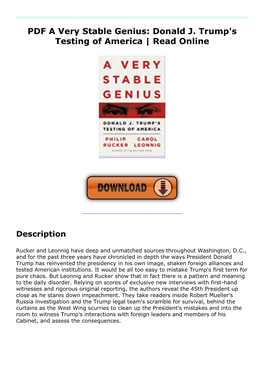 PDF a Very Stable Genius: Donald J. Trump's Testing of America Online, Download PDF a Very Stable Genius: Donald J