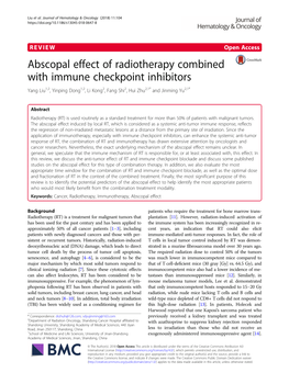 Abscopal Effect of Radiotherapy Combined with Immune Checkpoint Inhibitors Yang Liu1,2, Yinping Dong1,2, Li Kong2, Fang Shi2, Hui Zhu2,1* and Jinming Yu2,1*