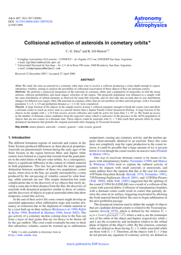 Collisional Activation of Asteroids in Cometary Orbits