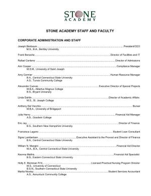 Stone Academy Staff and Faculty