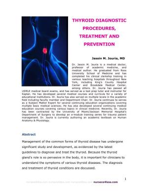 Thyroid Diagnostic Procedures, Treatment and Prevention