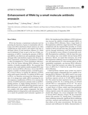 Enhancement of Rnai by a Small Molecule Antibiotic Enoxacin