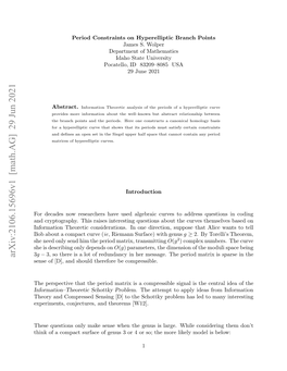 Period Constraints on Hyperelliptic Branch Points