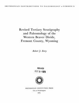 Revised Tertiary Stratigraphy and Paleontology of the Western Beaver Divide, Fremont County, Wyoming