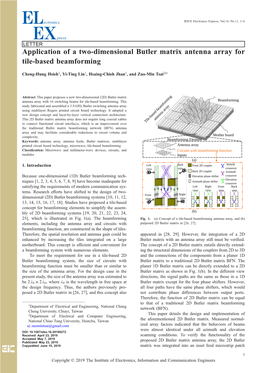 Application of a Two-Dimensional Butler Matrix Antenna Array for Tile-Based Beamforming