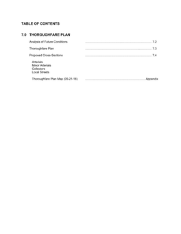 Table of Contents 7.0 Thoroughfare Plan