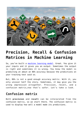 Precision, Recall &#038; Confusion Matrices in Machine Learning