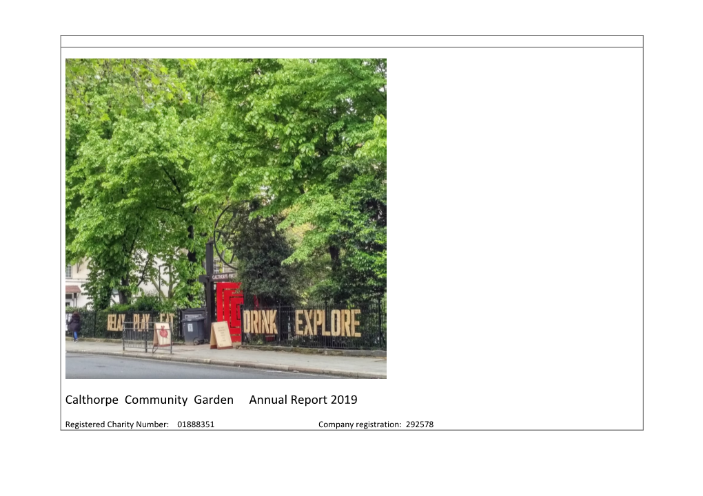 Calthorpe Community Garden Annual Report 2019