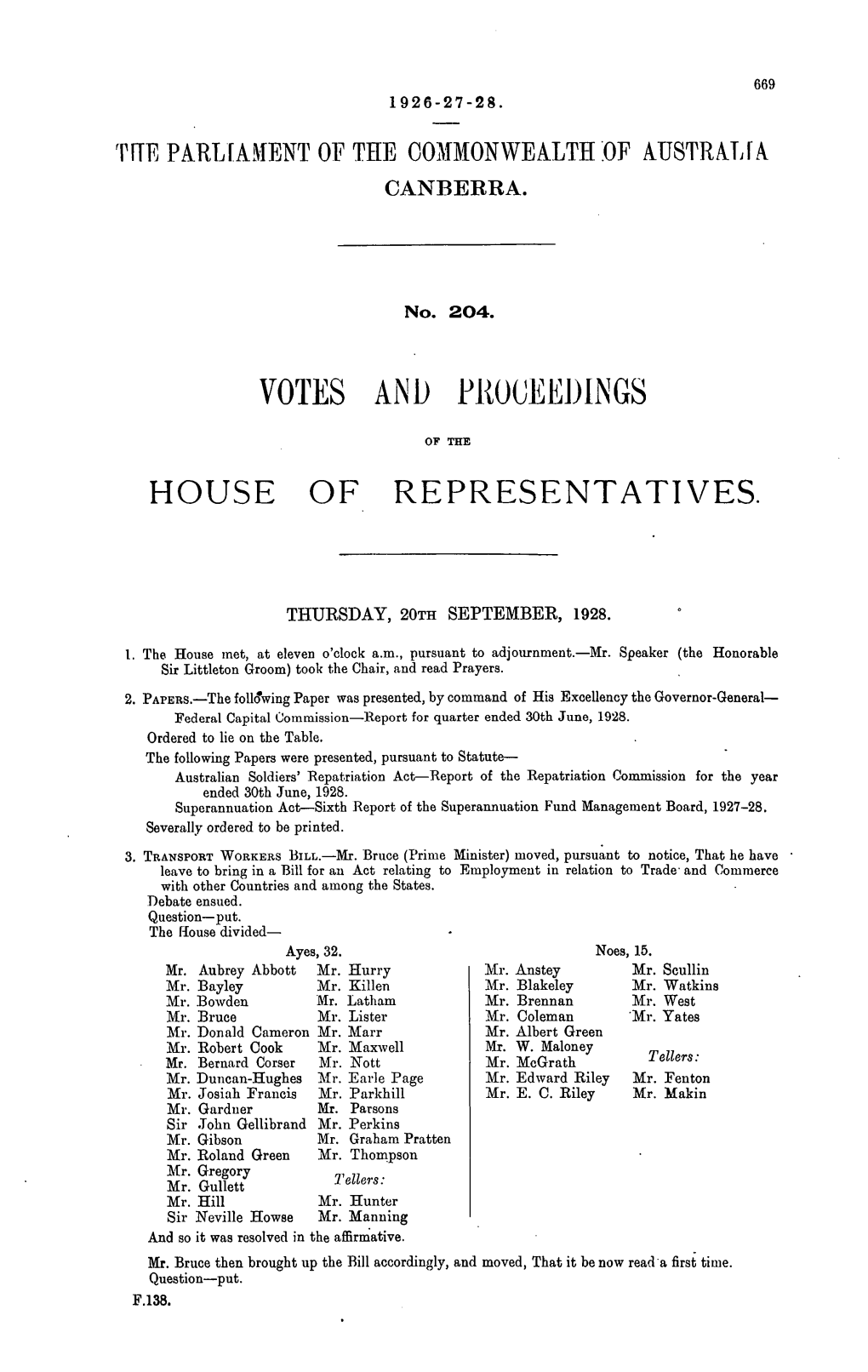 Votes and Proceedings