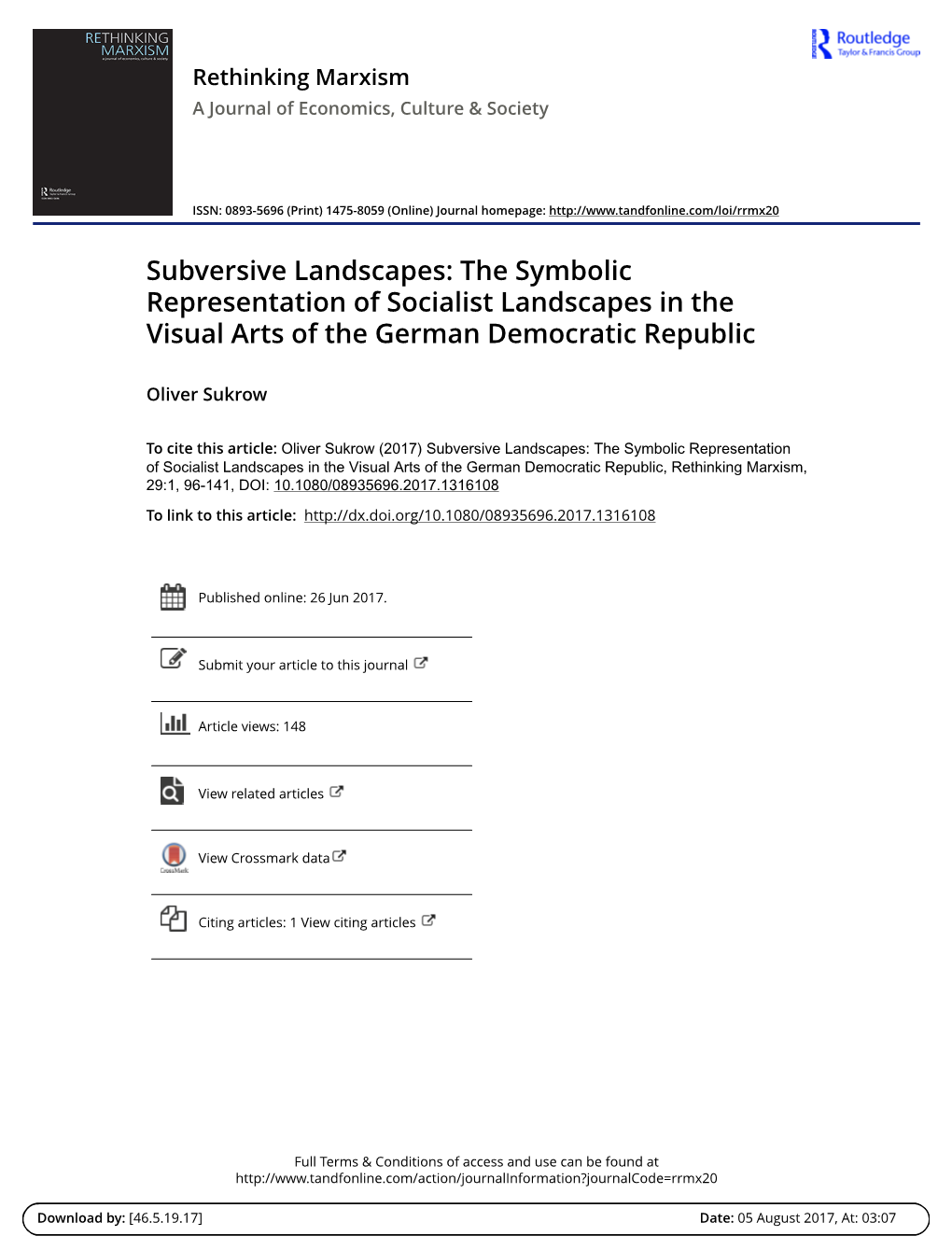 The Symbolic Representation of Socialist Landscapes in the Visual Arts of the German Democratic Republic