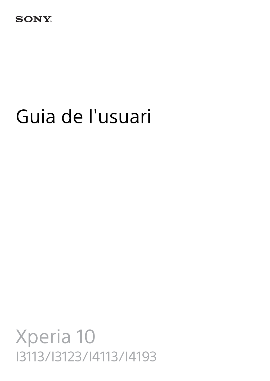 Guia De L'usuari Xperia 10