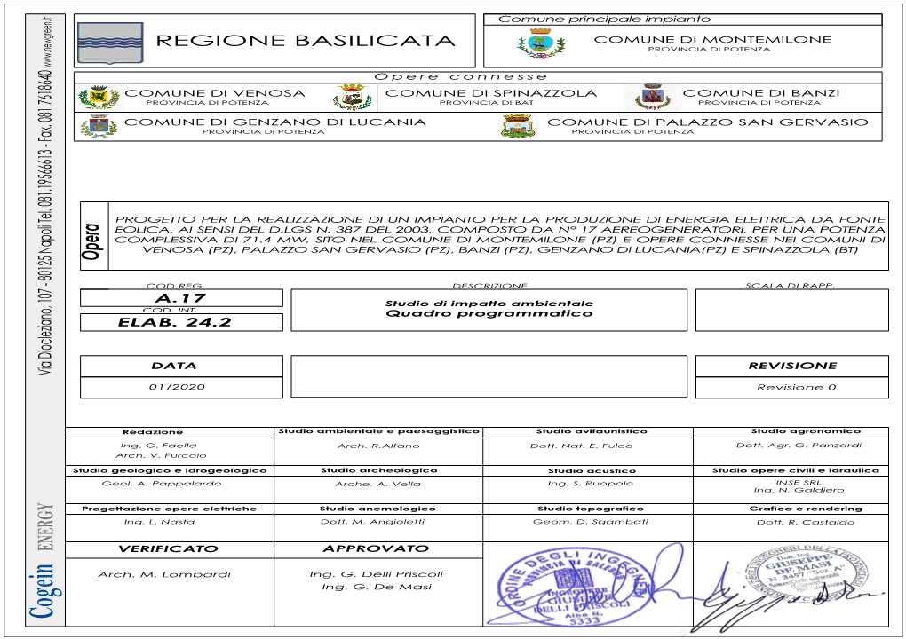 Studio Di Impatto Ambientale Quadro Programmatico PROVINCIA DI BAT DESCRIZIONE Dott