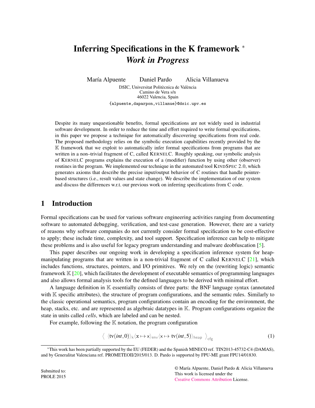 Inferring Specifications in the K Framework Work in Progress