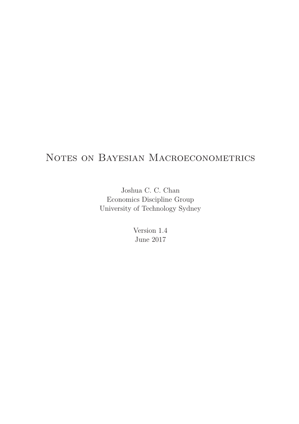 Notes on Bayesian Macroeconometrics