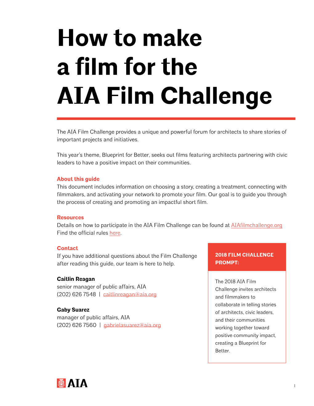 How to Make a Film for the AIA Film Challenge