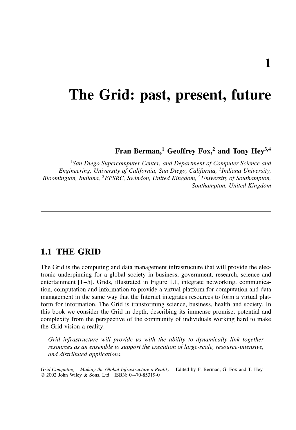 The Grid: Past, Present, Future