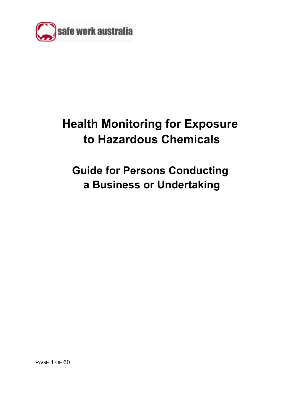 Health Monitoring for Exposure to Hazardous Chemicals - Guide for Pcbus