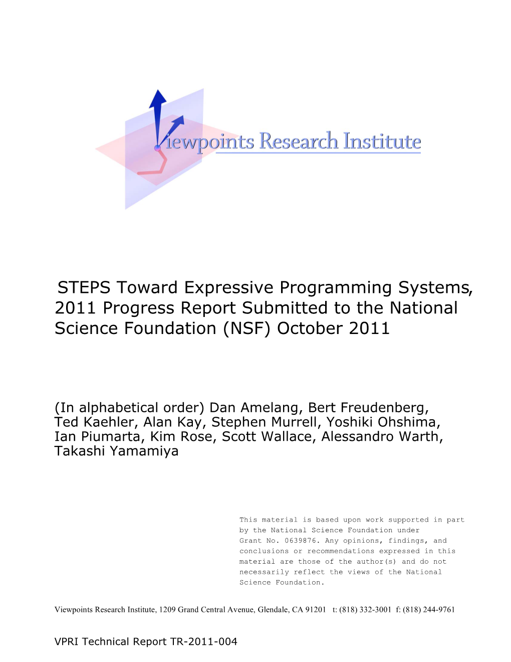 Expressive Programming Systems Viewpoints Research Institute, Glendale CA