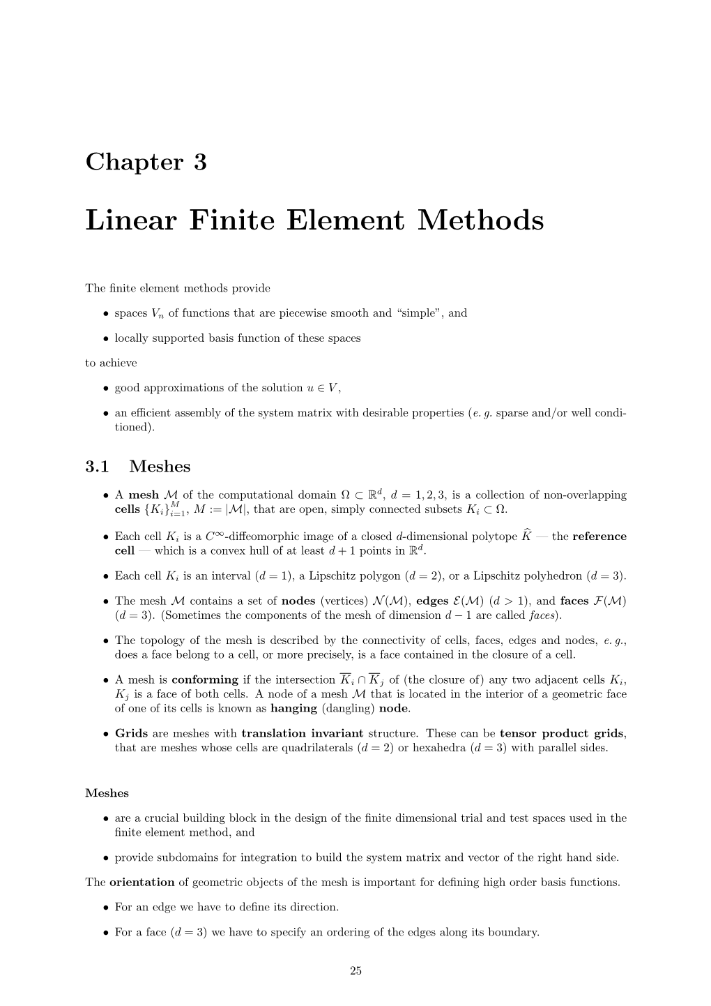 Linear Finite Element Methods