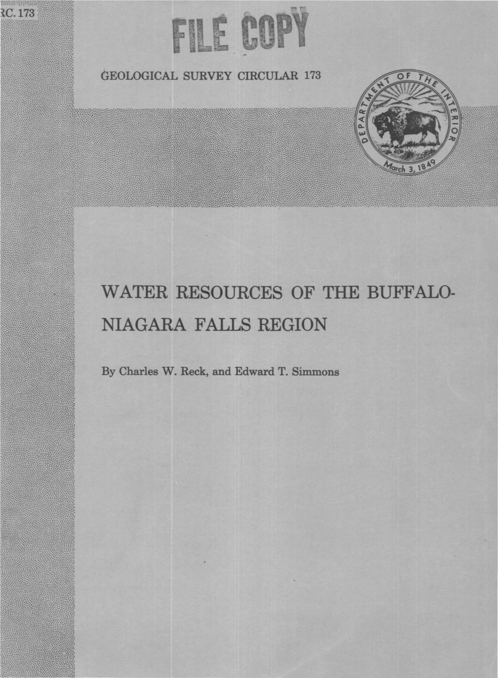 Water Resources of the Buffalo- Niagara Falls Region