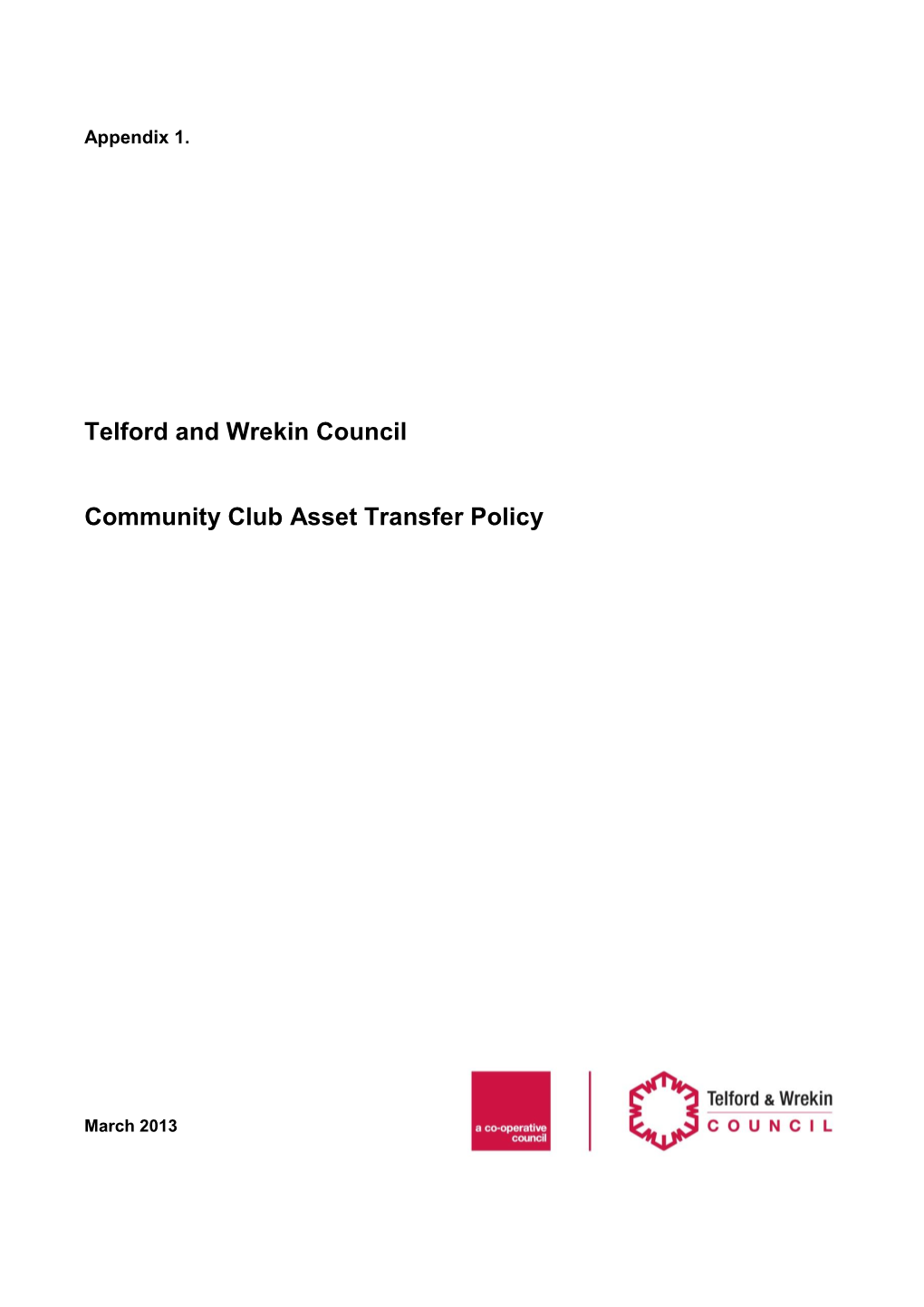 Telford and Wrekin Council Community Club Asset Transfer