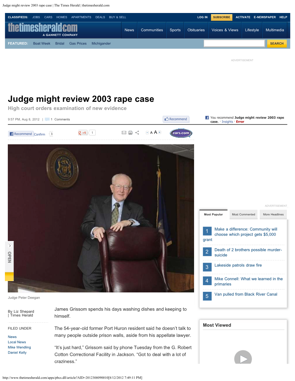 Judge Might Review 2003 Rape Case | the Times Herald | Thetimesherald.Com