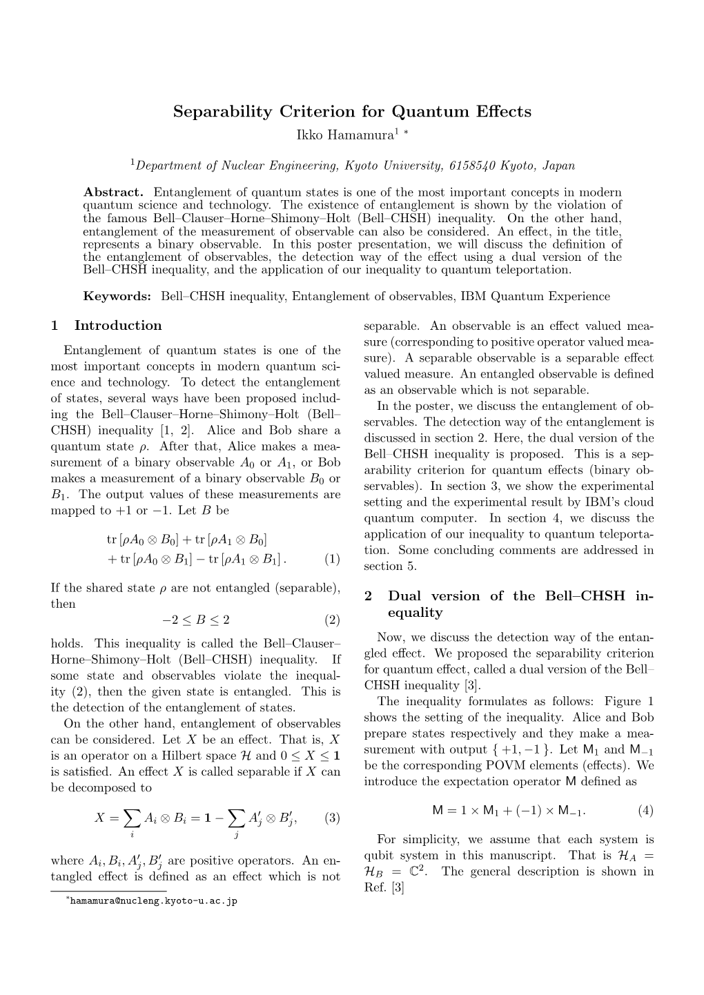 Separability Criterion for Quantum Effects