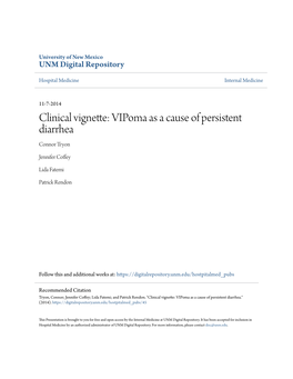 Clinical Vignette: Vipoma As a Cause of Persistent Diarrhea Connor Tryon