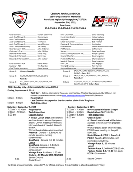 September Regional ECR Schedule