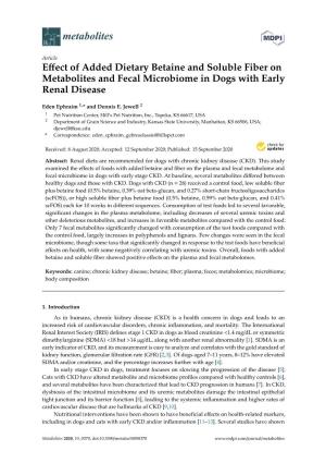 Effect of Added Dietary Betaine and Soluble Fiber on Metabolites And